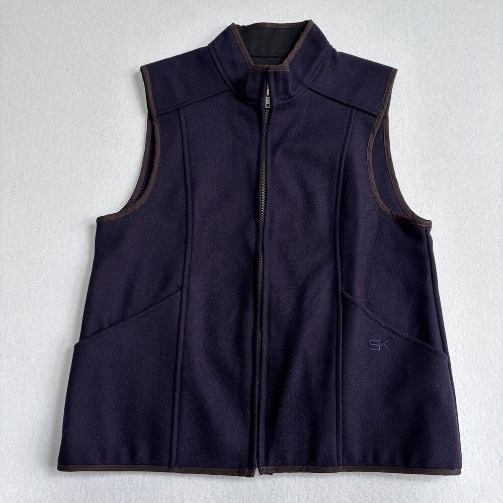 Stormy Kromer The Ida Outfitter Vest Women's L Navy Blue Wool Blend Pockets